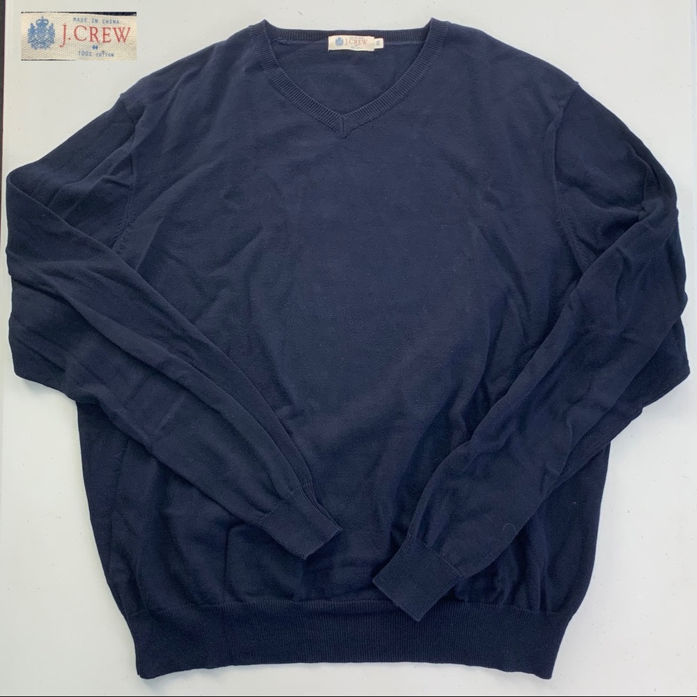 J. CREW V Neck Lightweight Sweater XL Dark Blue